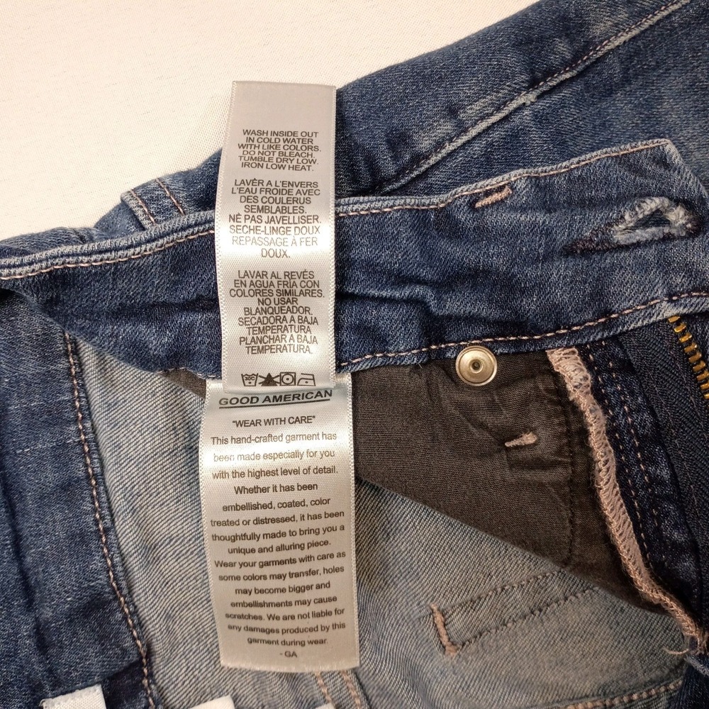 Good American Good Legs Crop Mid Rise Denim Blue Jeans Women 0/25 Skinny Stretch - Picture 5 of 12